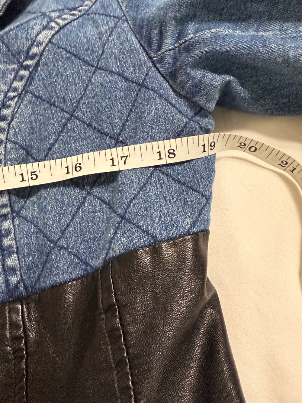 VENUS Blue Quilted Denim Trench Coat with Corset Black Waist Panel - Picture 8 of 8